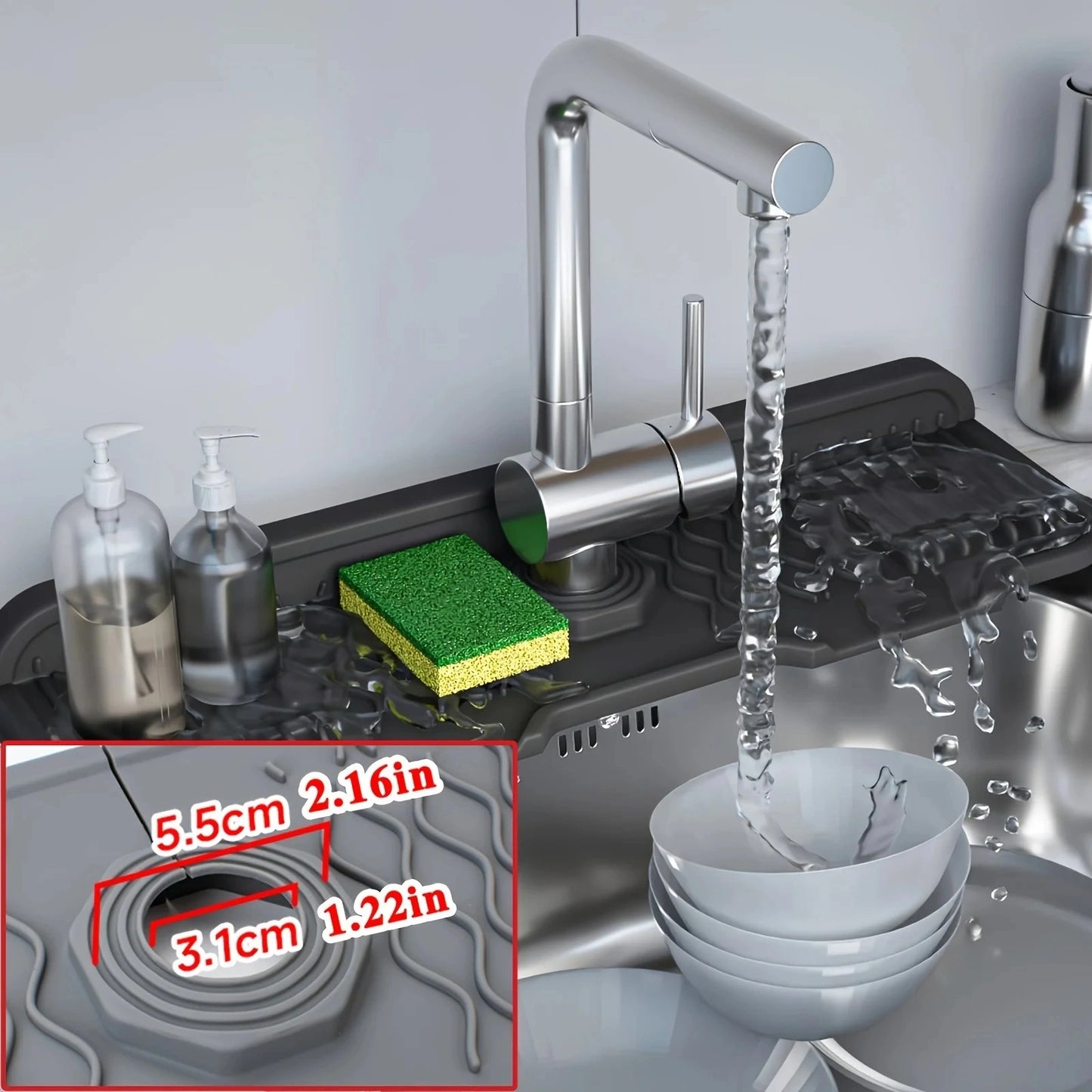 EXTENSOR GRIFO + SILICONA ANTISALPIQUE LAVAPLATOS AQUAHOME™